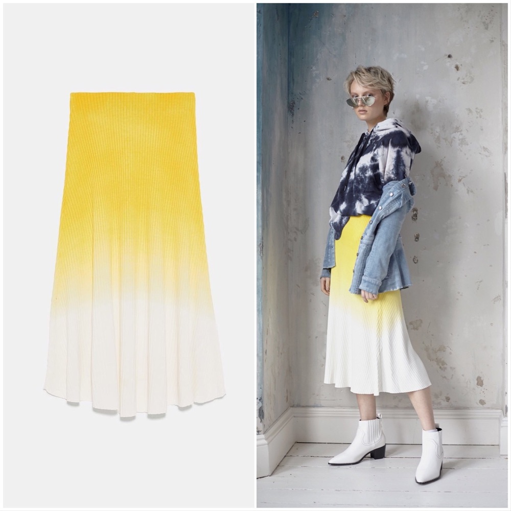 Ombré Knit A line Ribbed Skirt